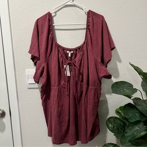 Maurice’s Mauve Flutter Sleeve Top